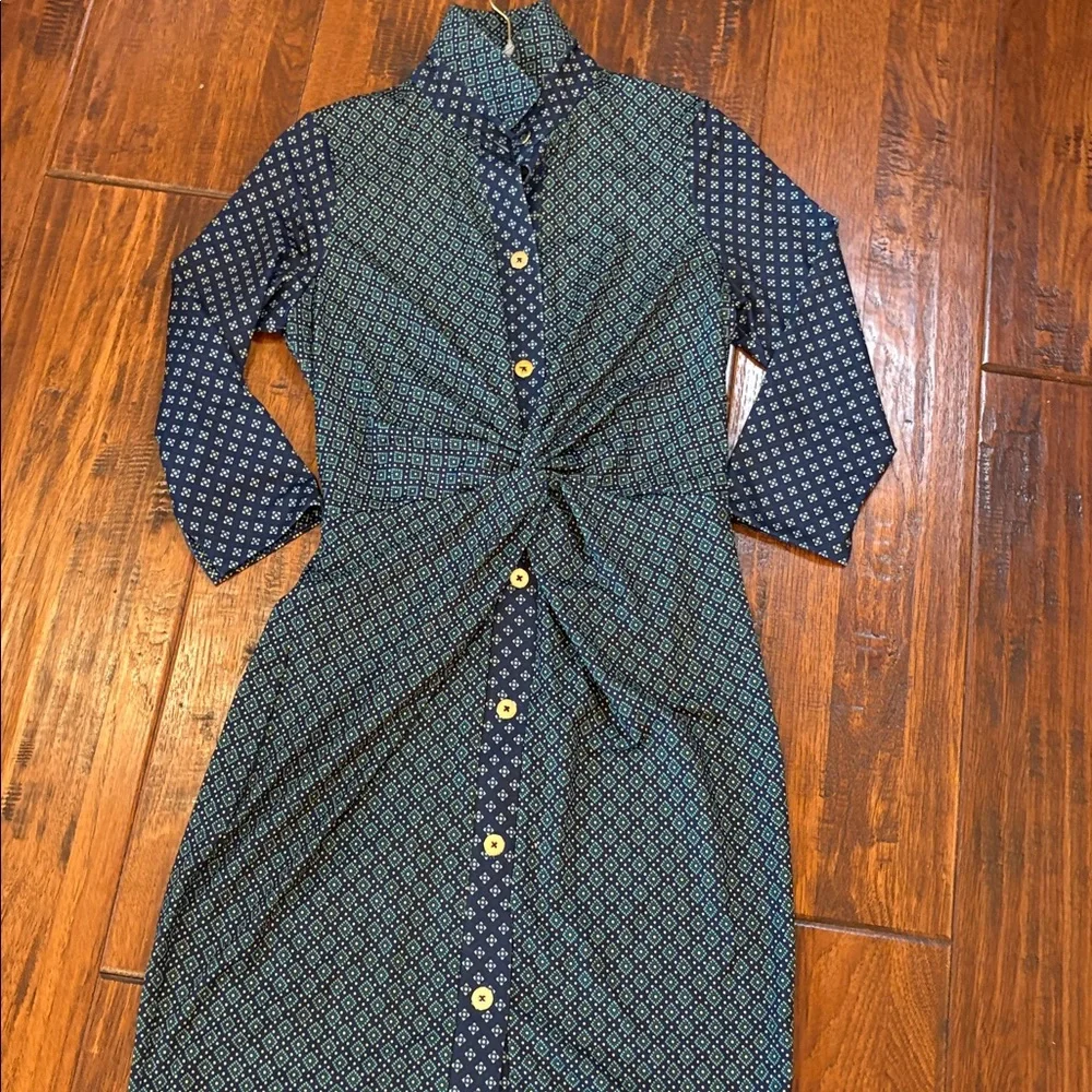 Gretchen Scott twist and shout Elegant Navy Patterned Dress NWT S